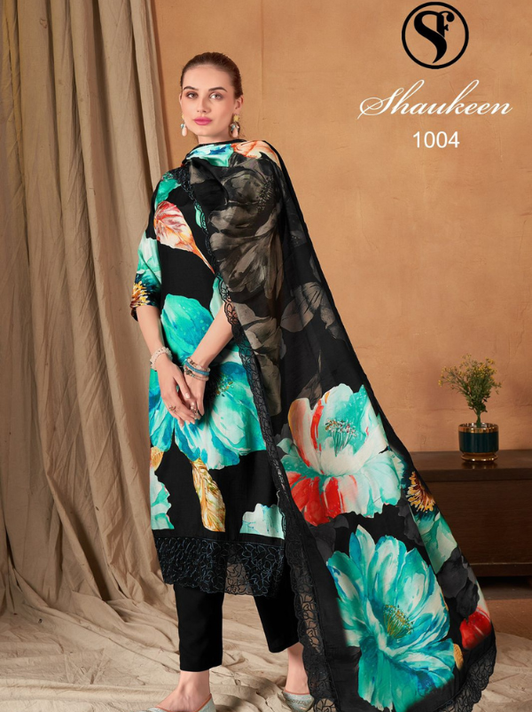 Pure Viscose Maslin Suit Set with Digital Print and Heavy Embroidery Lace