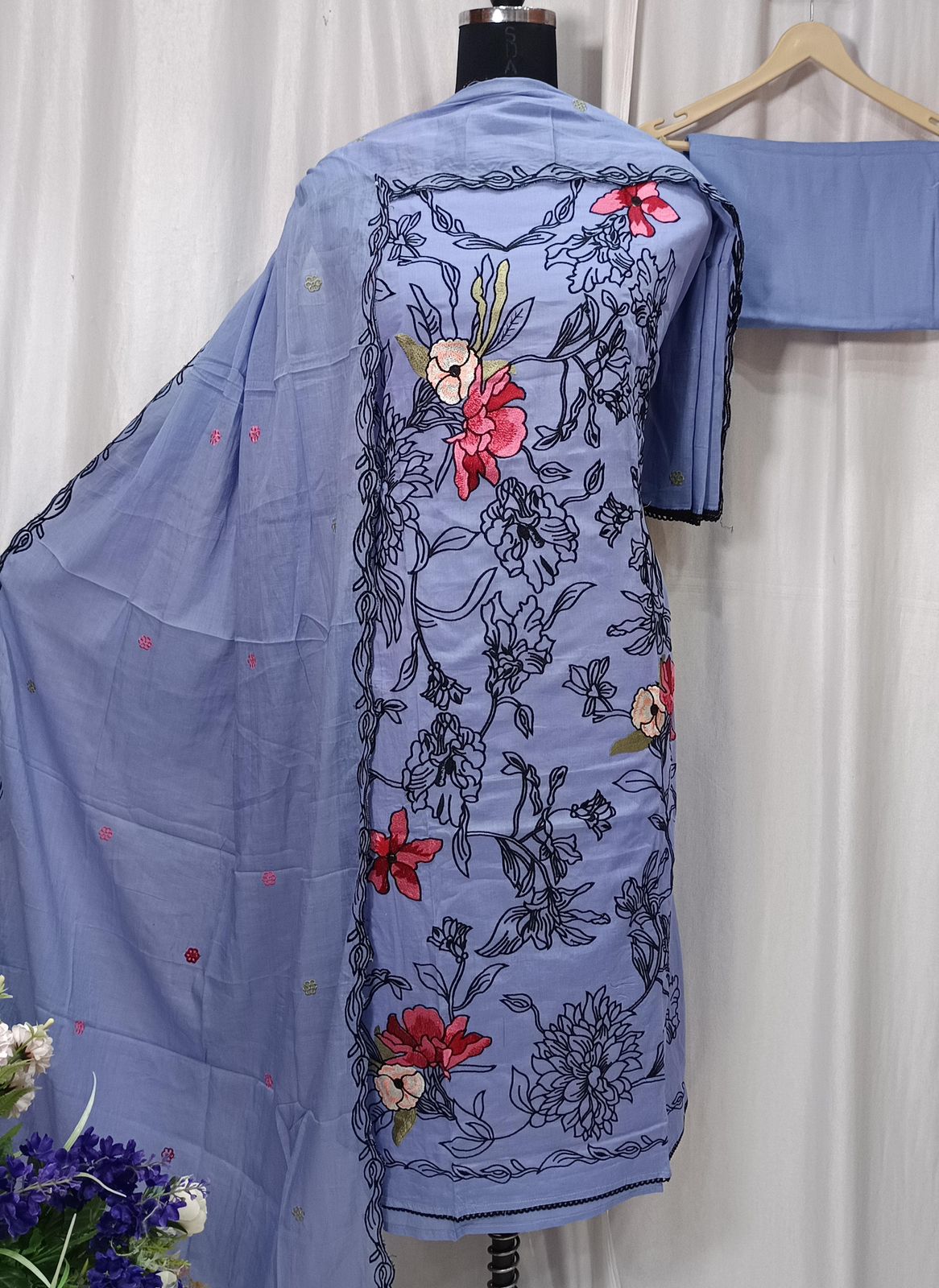 Cotton Linen Shirt with Embroidery Cut Work