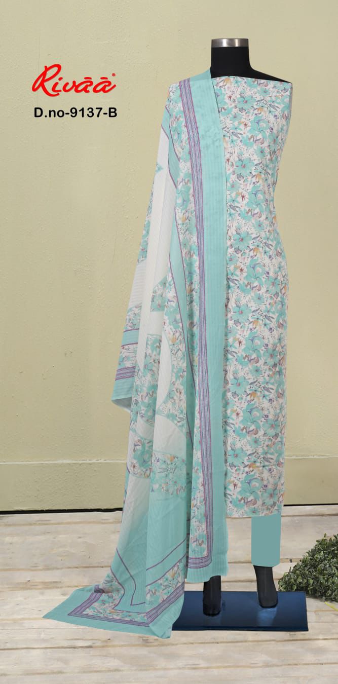 Cotton Suits with Floral Digital Print & Mal Cotton Dupatta