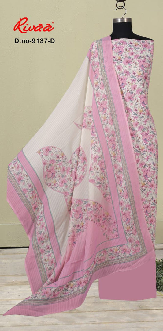 Cotton Suits with Floral Digital Print & Mal Cotton Dupatta