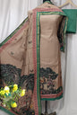 Pure Cotton Linen Printed Suit with Organza Embroidery Patchwork
