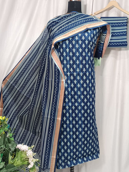 Pure Cotton Digital Print Suit Set with Banarasi Weaving Dupatta