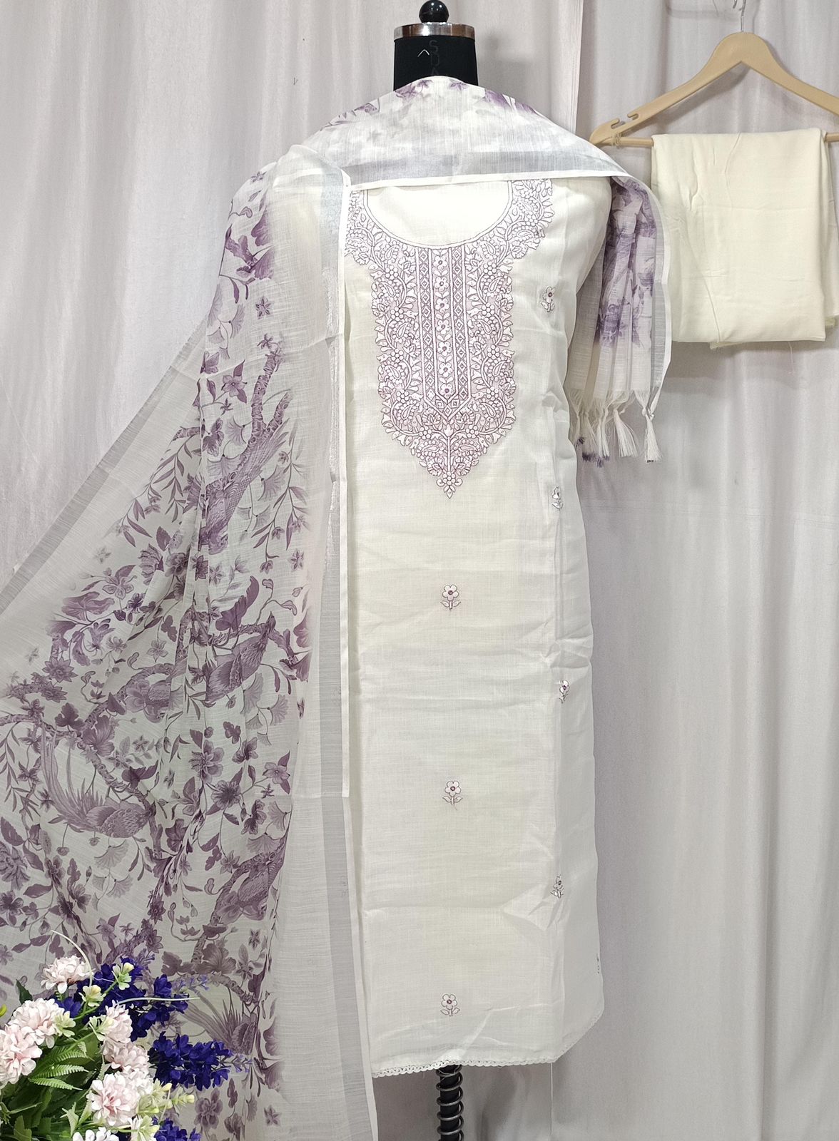 Cotton Linen Shirt with Beautiful Embroidery Work