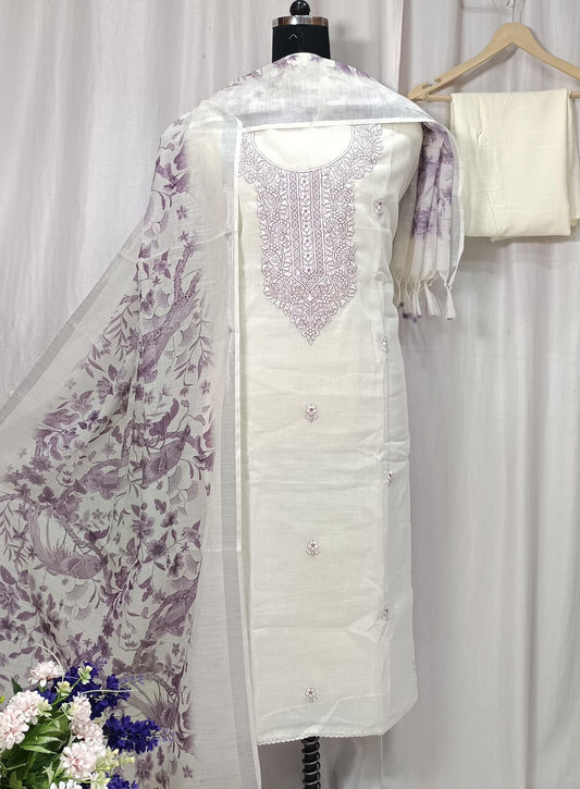 Cotton Linen Shirt with Beautiful Embroidery Work