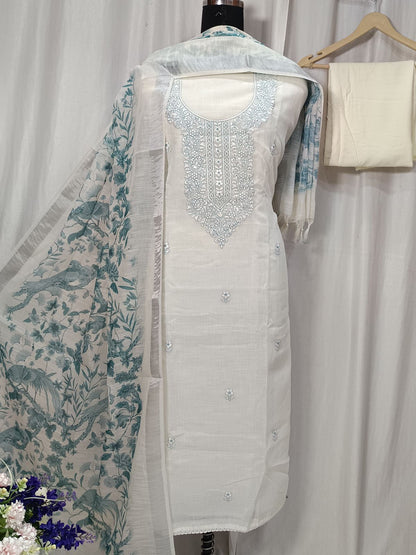 Cotton Linen Shirt with Beautiful Embroidery Work