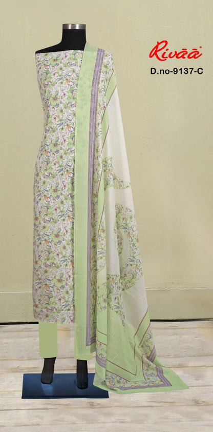 Cotton Suits with Floral Digital Print & Mal Cotton Dupatta