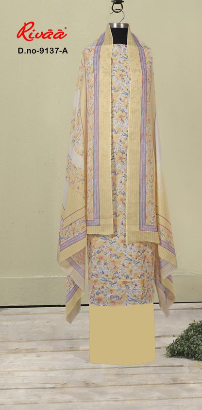 Cotton Suits with Floral Digital Print & Mal Cotton Dupatta