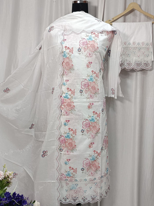 Pure Mal Chanderi cotton shirt with full front embroidery work