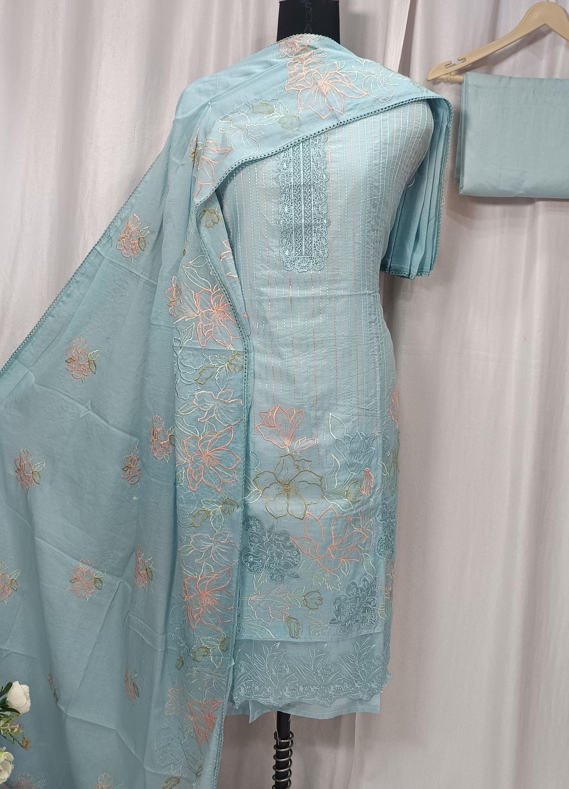 Pure Mal Chanderi Shirt with Elegant Embroidery Work