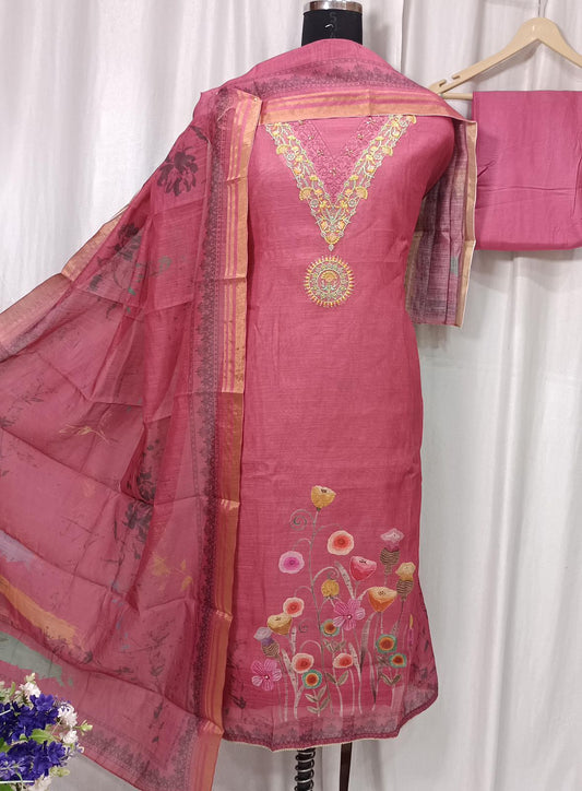 Elegant Cotton Linen Digital Print Suit Set