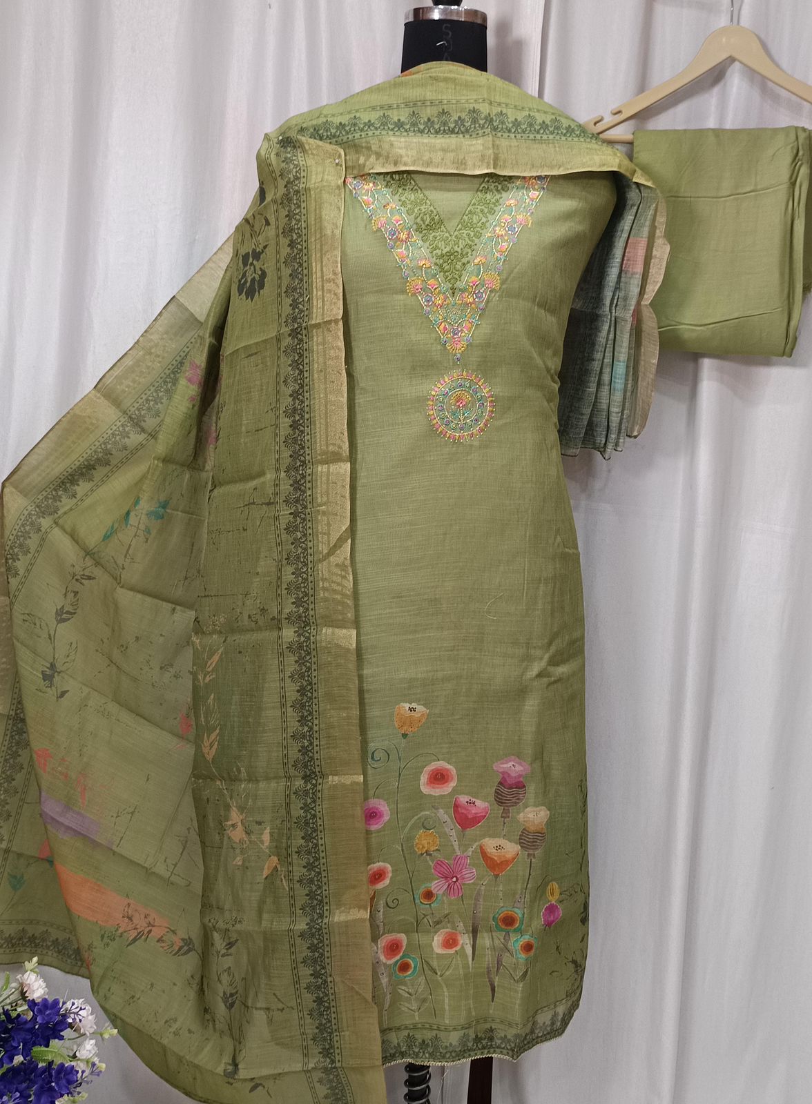 Cotton Linen Digital Print Suit Set