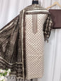 Khadi Cotton 3-Piece Suit – Printed & Embroidered