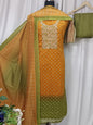 Bandhani Print Cotton Suit with Sequin Neck Embroidery