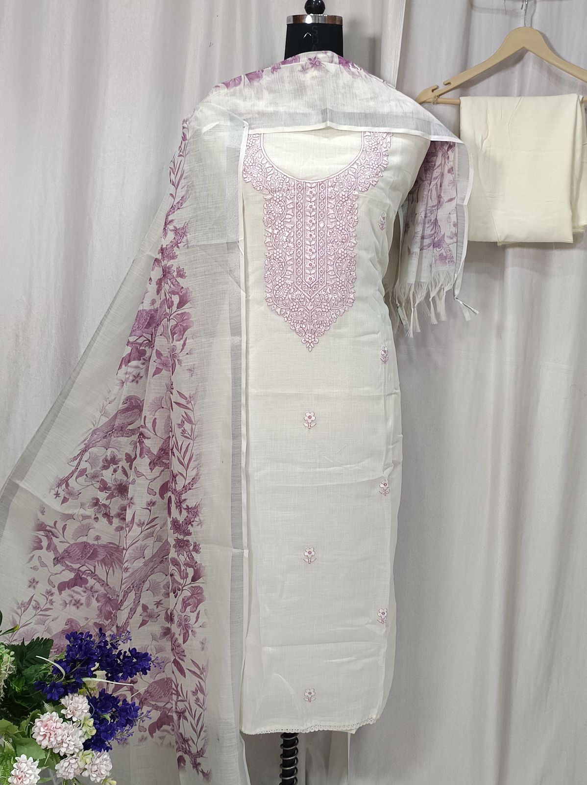Cotton Linen Shirt with Beautiful Embroidery Work