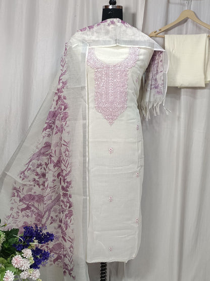 Cotton Linen Shirt with Beautiful Embroidery Work